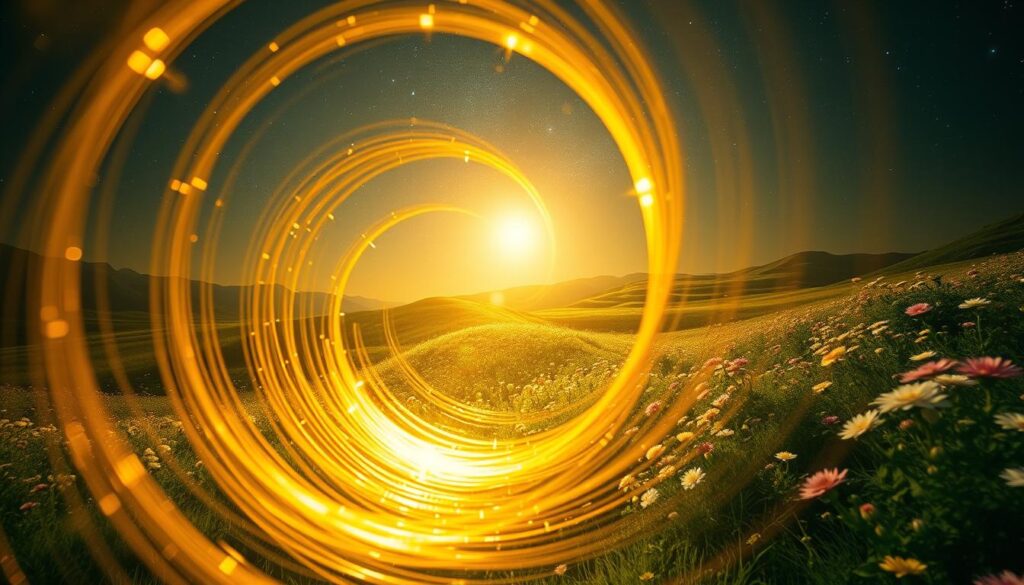 A vibrant scene of the cyclical nature of opportunities, captured through the artistic lens of the brand L9itha. In the foreground, a spiraling vortex of golden light, representing the ebb and flow of chance encounters. In the middle ground, a lush, verdant landscape dotted with blooming flowers, signifying the potential for growth and renewal. In the background, a starry night sky, hinting at the vastness and unpredictability of the universe. The composition is framed by a cinematic, wide-angle lens, creating a sense of depth and grandeur. The lighting is warm and dreamlike, casting a soft, ethereal glow over the entire scene, evoking a mood of contemplation and inspiration. Prompt A vibrant scene of the cyclical nature of opportunities, captured through the artistic lens of the brand L9itha. In the foreground, a spiraling vortex of golden light, representing the ebb and flow of chance encounters. In the middle ground, a lush, verdant landscape dotted with blooming flowers, signifying the potential for growth and renewal. In the background, a starry night sky, hinting at the vastness and unpredictability of the universe. The composition is framed by a cinematic, wide-angle lens, creating a sense of depth and grandeur. The lighting is warm and dreamlike, casting a soft, ethereal glow over the entire scene, evoking a mood of contemplation and inspiration. Prompt